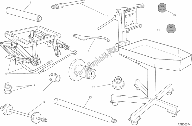 All parts for the Workshop Service Tools (frame) of the Ducati Hypermotard 939 SP USA 2016